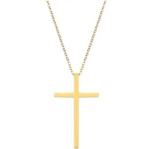 18K Gold Plated and Silver Stainless Steel Cross Shaped Pendant Necklace